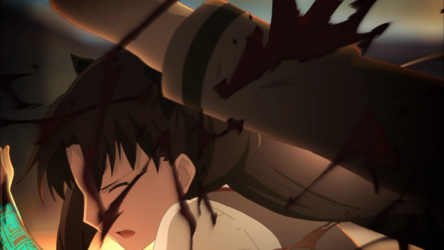 Shirou salva Rin de um ataque sorrateiro de um servo