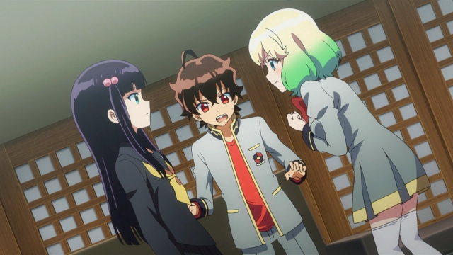 Benio e Mayura discutindo sobre o futuro de exorcismos (ou não) do Rokuro