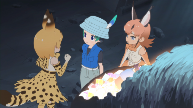 Serval, Kyururu e Caracal visitam a cápsula onde Kyururu despertou