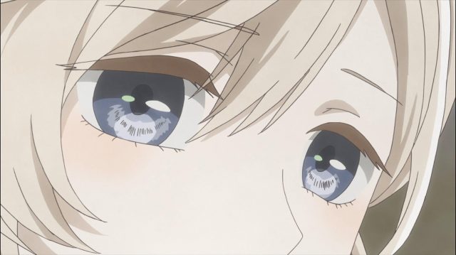 O olhar de Sugawara ao escutar de Onodera que ela pretende se declarar para Izumi